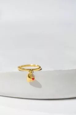 Fortune & Frame Jeweled Heart Charm Ring