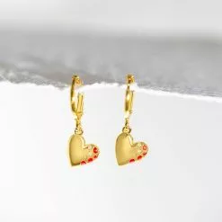 Fortune & Frame Jeweled Heart Charm Earrings -FRAME SHOP c1367208 39c9 4ad7 803d 1f57b39a8125
